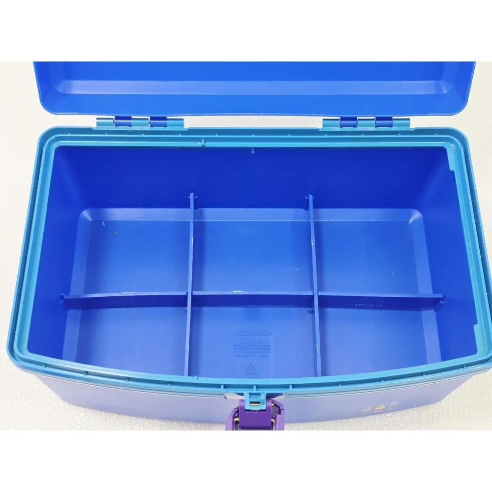 Vintage Caboodles Cosmetic Carry Case Organizer 2760 Blue Green Purple W/ Tray